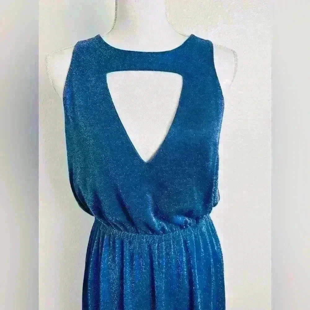 CRISTINAEFFE Sleeveless Sparkly Blue Formal Maxi Dress Size 42 or US size 8 - Picture 2 of 14
